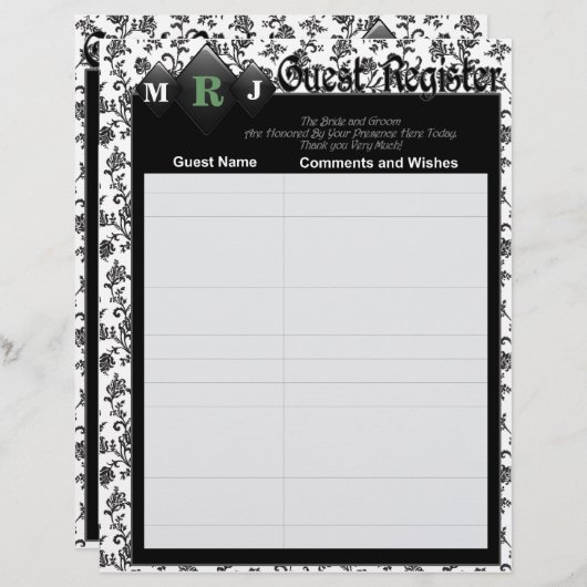 Gästebuchseiten für das Hochzeitsalbum (Vorne/Hinten)