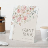 Gästebuchsignatur "Blush" und "White Floral Arch" Sockelschild (In SItu)
