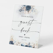 Gästebuchsignatur Navy Blue und Dusty Rose Sockelschild (Vorderseite)