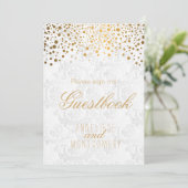 Gästebuchsignatur - Stilvolle Gold Confetti (Stehend Vorderseite)