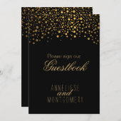 Gästebuchsignatur - Stilvolle Gold Confetti Einladung (Vorne/Hinten)
