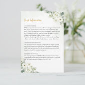 Gästebuchskarte für geometrische weiße Flora Begleitkarte (Stehend Vorderseite)