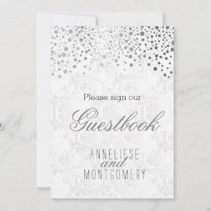 Gästebuchzeichen - Stilvolles Silver Confetti