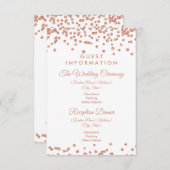 Gästeinformation Rose Gold Glitzer Confetti White Begleitkarte (Vorne/Hinten)