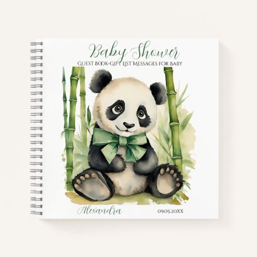 Gästekarte Baby Panda Bear Unisex Baby Shower Notizblock (Vorderseite)