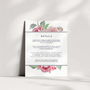 Gästekarte für antikes Peony Wedding Begleitkarte