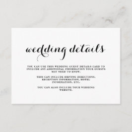 Gästekarte für Hochzeiten Schwarz/Weiß Begleitkarte