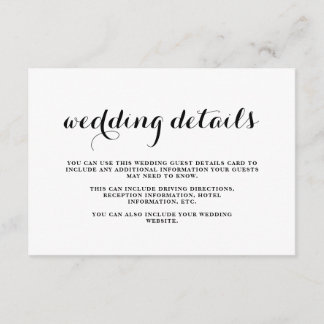 Gästekarte für Hochzeiten Schwarz/Weiß Begleitkarte