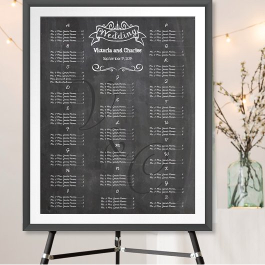 Gästekarte für Vintage Wedding Chalkboard Poster