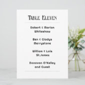 Gästekarte Schwarz/Weiß-Tischnummer Programm (Stehend Vorderseite)