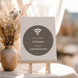 Gästekunden-WLAN-Netzwerkpasswort Taupebraun Runder Aufkleber
