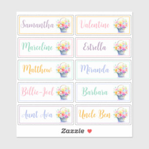 Gästeliste 10 Namen Kalligrafie Pastell Blumenstra Aufkleber