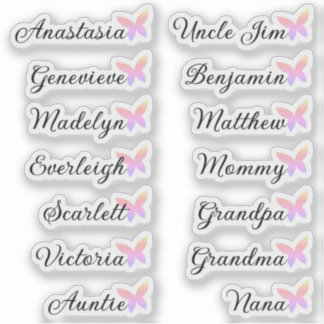 Gästeliste 14 Names Calligraphy Ombre Butterfly Aufkleber
