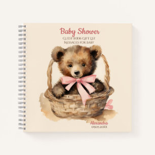 Gästeliste Baby Bear Girl Baby Dusche Notizblock