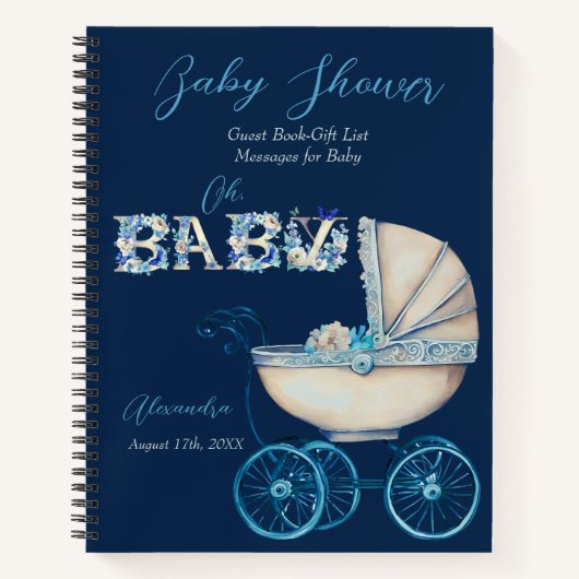 Gästeliste Babytragetaschen Babydusche Notizblock (Vorderseite)