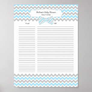 Gästeliste "Blue Gray Bow Krawatte Baby Shoft" Poster