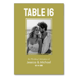 Gästeliste & Foto Minimalistische Bold Wedding Tischnummer