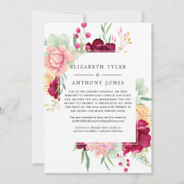 Gästeliste für Hochzeiten in Burgund und Rosa Ankündigung