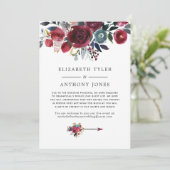 Gästeliste für Hochzeiten von Burgund und Navy Ankündigung (Stehend Vorderseite)