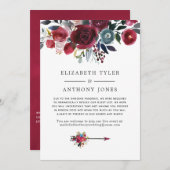 Gästeliste für Hochzeiten von Burgund und Navy Ankündigung (Vorne/Hinten)