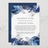 Gästeliste für Hochzeiten von Navy und Weißblumen Ankündigung (Vorne/Hinten)