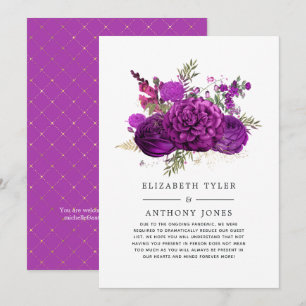 Gästeliste für Hochzeiten von Royal Lila und Gold Ankündigung