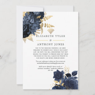 Gästeliste für Vintage Hochzeiten in Navy und Gold Ankündigung