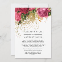 Gästeliste für Vintage Rosa und Gold Hochzeiten