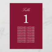 Gästennamen Burgundy Red Table Card (Vorderseite)