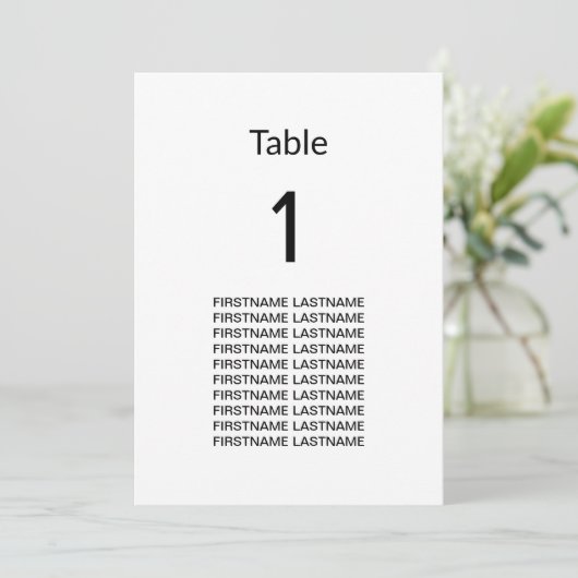Gästennamen Clean Simple Modern Table Card (Stehend Vorderseite)