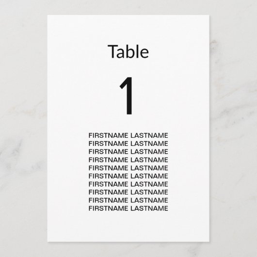 Gästennamen Clean Simple Modern Table Card (Vorderseite)