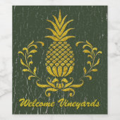 Gastfreundschaft Ananas Gold Weathered Paint Weinetikett (Einzelnes Label)