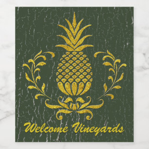 Gastfreundschafts-Ananas-Gold verwitterte Farbe Weinetikett