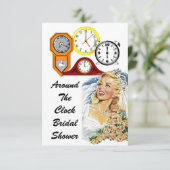 Gastgeber rund um den Duschbereich der Uhr Einladung (Stehend Vorderseite)