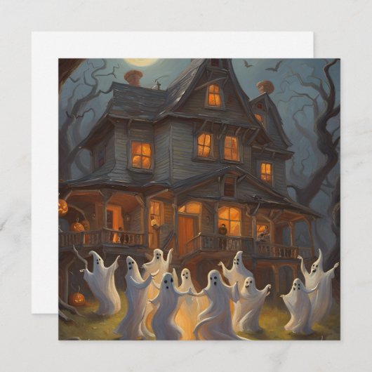 Gastgeber Tanz im Garten des Spuk Hauses zu Hallow Einladung (Vorne/Hinten)