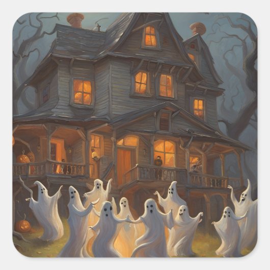 Gastgeber Tanz im Garten des Spuk Hauses zu Hallow Quadratischer Aufkleber (Vorderseite)