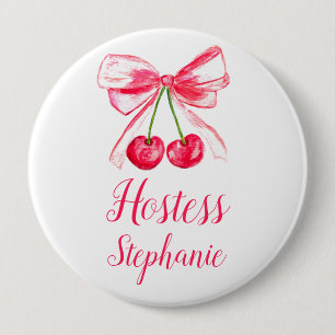 Gastgeberin Rosa Schleife Kokette Namensgeschenk H Button