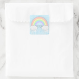 Gastgeschenk-Aufkleber für Pastel-Regenbogen und W Quadratischer Aufkleber