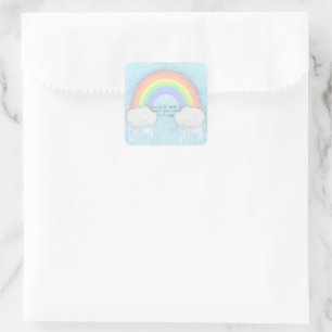 Gastgeschenk-Aufkleber für Pastel-Regenbogen und W Quadratischer Aufkleber