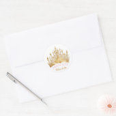 Gastgeschenk-Aufkleber für Princess Crown - Rosa u Runder Aufkleber (Umschlag)