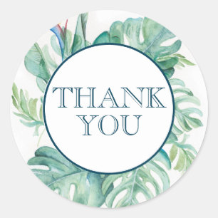 Gastgeschenk-Aufkleber für tropische Blätter Runder Aufkleber