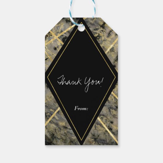 Gastgeschenk aus schwarzem und goldfarbenem Marmor Geschenkanhänger (Rückseite)