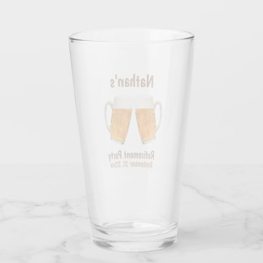 Gastgeschenk Beer Custom Retirement Glas (Rückseite)