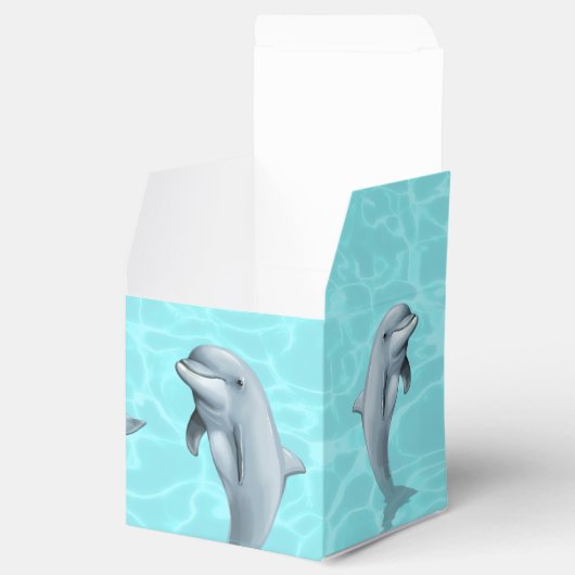 Gastgeschenk-Box "Dolphin" grün mit Text Geschenkschachtel (Geöffnet)