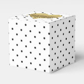 Gastgeschenk-Box mit weißen und goldenen Polka-Dos Geschenkschachtel (Vorderseite)