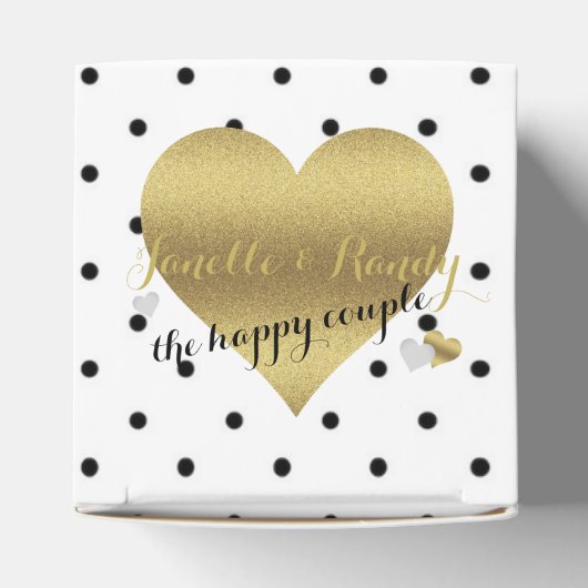 Gastgeschenk-Box mit weißen und goldenen Polka-Dos Geschenkschachtel (Oben)