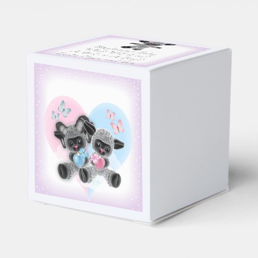 Gastgeschenk für das Silver Lamb Baby Gender Revea Geschenkschachtel (Rückseite)
