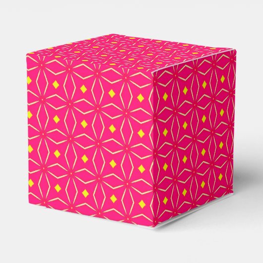 Gastgeschenk für geometrische, rosa und gelbe Druc Geschenkschachtel (Rückseite)