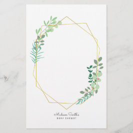 Gastgeschenk für geometrische und grüne Babydusche Briefpapier