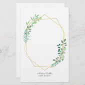 Gastgeschenk für geometrische und grüne Babydusche Briefpapier (Vorne/Hinten)